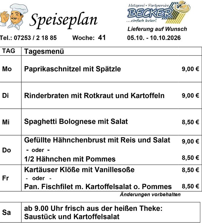 Mittagstisch Malsch